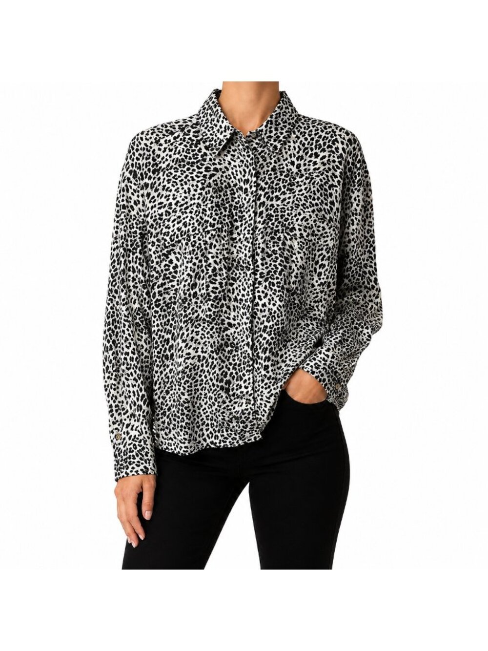 Zara Leopard Print Satin Blouse Shirt - Medium